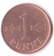 1 пенни 1965 года Финляндия