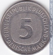 5 deutsche mark 1975 года