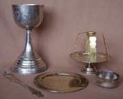 Старинный евхаристический набор из 6-ти предметов. Серебро «84»,  XIX в